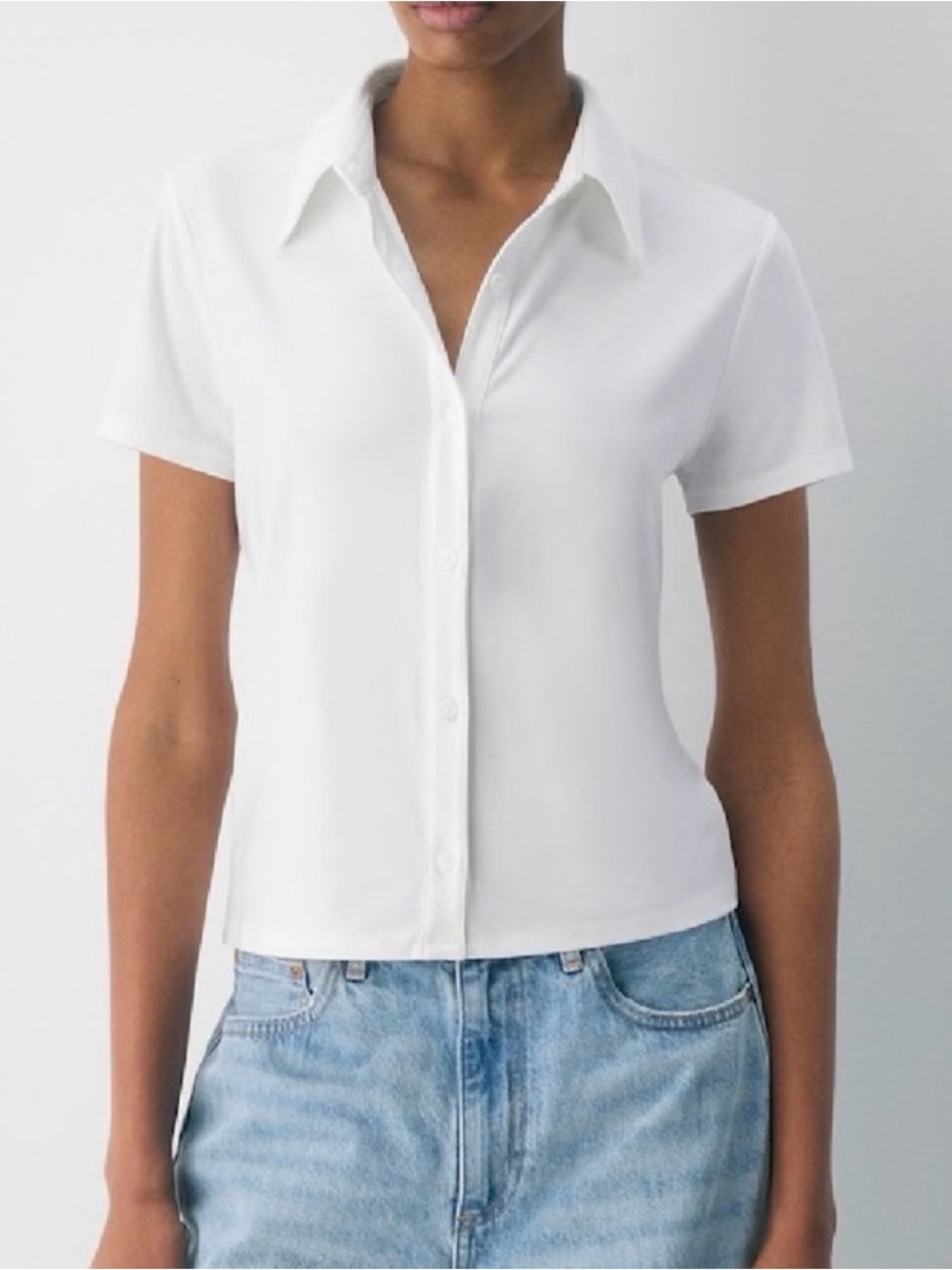 Aritzia Babaton Anthology Top White 2XS NWT Smooth Matter Button Front